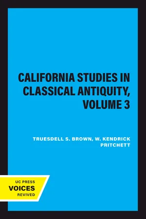 California Studies in Classical Antiquity, Volume 3