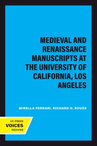 Medieval and Renaissance Manuscripts at the University of California, Los Angeles_cover