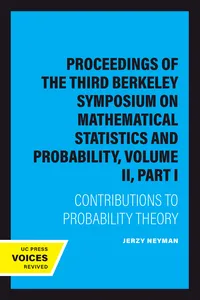 Proceedings of the Third Berkeley Symposium on Mathematical Statistics and Probability, Volume II, Part I_cover