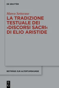 La tradizione testuale dei ›Discorsi sacri‹ di Elio Aristide_cover