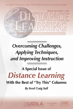 Special Issue of Distance Learning: Overcoming Challenges, Applying Techniques, and Improving Instruction