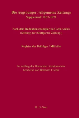 Register der Beiträger / Mitteiler