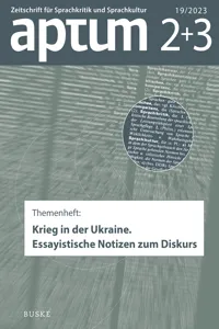 Aptum, Zeitschrift für Sprachkritik und Sprachkultur 19. Jahrgang, 2023, Heft 2+3_cover