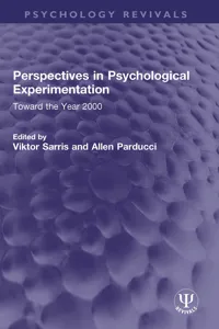 Perspectives in Psychological Experimentation_cover