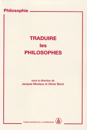 Traduire les philosophes