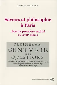 Savoirs et philosophie à Paris dans la première moitié du XVIIe siècle_cover