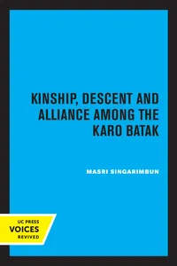 Kinship, Descent and Alliance among the Karo Batak_cover