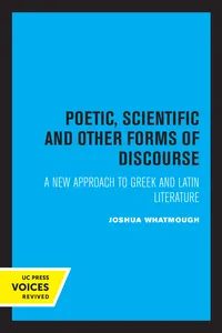 Poetic, Scientific and Other Forms of Discourse_cover
