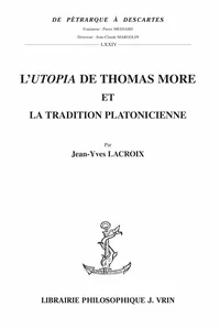 L’Utopia de Thomas More et la tradition platonicienne_cover