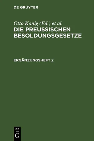 Die Preußischen Besoldungsgesetze. Ergänzungsheft 2