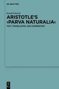 Aristotle’s ›Parva naturalia‹_cover