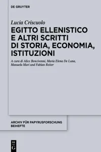 Egitto ellenistico e altri scritti di storia, economia, istituzioni_cover