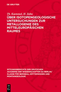 Über isotopengeologische Untersuchungen zur Metallogenie des mitteleuropäischen Raumes_cover