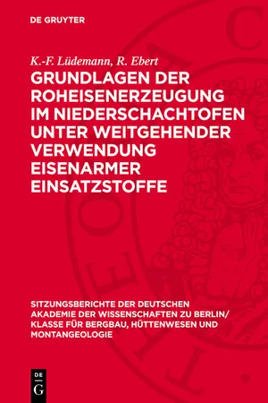 Grundlagen der Roheisenerzeugung im Niederschachtofen unter weitgehender Verwendung eisenarmer Einsatzstoffe