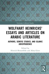 Wolfhart Heinrichs' Essays and Articles on Arabic Literature_cover