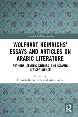 Wolfhart Heinrichs' Essays and Articles on Arabic Literature