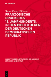 Französische Druckedes 18. Jahrhunderts. in den Bibliotheken der Deutschen Demokratischen Republik_cover