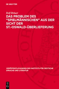 Das Problem des "Spielmännischen" aus der Sicht der St.-Oswald-Überlieferung_cover