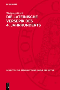 Die Lateinische Versepik des 4. Jahrhunderts_cover