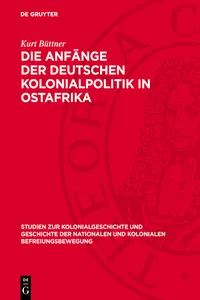 Die Anfänge der deutschen Kolonialpolitik in Ostafrika_cover