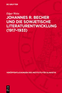 Johannes R. Becher und die sowjetische Literaturentwicklung_cover