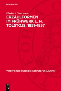 Erzählformen im Frühwerk L. N. Tolstojs, 1851–1857_cover