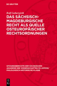 Das sächsisch-magdeburgische Recht als Quelle osteuropäischer Rechtsordnungen_cover