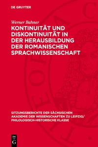 Kontinuität und Diskontinuität in der Herausbildung der romanischen Sprachwissenschaft_cover