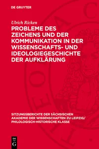 Probleme des Zeichens und der Kommunikation in der Wissenschafts- und Ideologiegeschichte der Aufklärung_cover