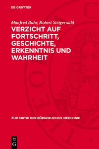 Verzicht auf Fortschritt, Geschichte, Erkenntnis und Wahrheit_cover