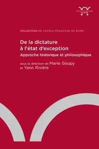 De la dictature à l'état d'exception_cover