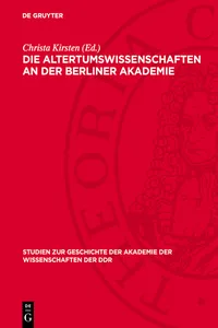 Die Altertumswissenschaften an der Berliner Akademie_cover