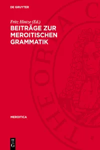 Beiträge zur meroitischen Grammatik_cover