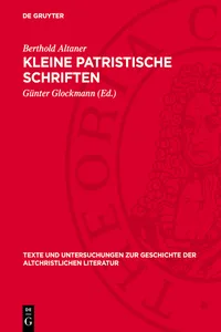 Kleine patristische Schriften_cover