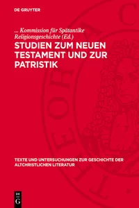 Studien zum Neuen Testament und zur Patristik_cover