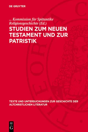 Studien zum Neuen Testament und zur Patristik