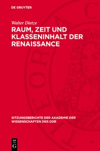 Raum, Zeit und Klasseninhalt der Renaissance_cover