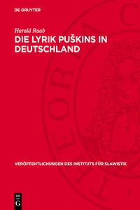 Die Lyrik Puškins in Deutschland_cover