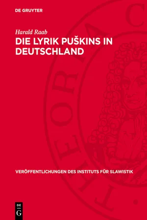 Die Lyrik Puškins in Deutschland