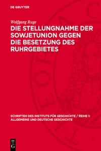 Die Stellungnahme der Sowjetunion gegen die Besetzung des Ruhrgebietes_cover