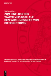 Zum Einfluss der Wärmeverluste auf den Wirkungsgrad von Dieselmotoren_cover