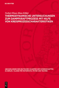 Thermodynamische Untersuchungen zum Dampfkraftprozess mit Hilfe von Kreisprozesscharakteristiken_cover