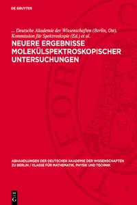 Neuere Ergebnisse molekülspektroskopischer Untersuchungen_cover