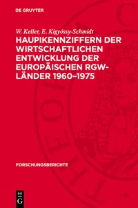 Haupikennziffern der wirtschaftlichen Entwicklung der europäischen RGW-Länder 1960–1975_cover