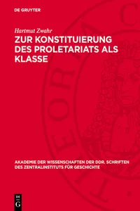 Zur Konstituierung des Proletariats als Klasse_cover