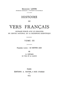 Histoire du vers français. Tome III_cover