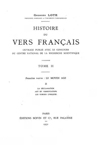 Histoire du vers français. Tome II_cover