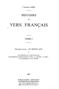 Histoire du vers français. Tome I_cover