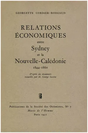 Relations économiques entre Sydney et la Nouvelle-Calédonie, 1844-1860