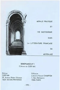 Morale pratique et vie quotidienne dans la littérature française du Moyen Âge_cover